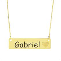 Colar Chapinha Coração Gravação Personalizada Nome Gabriel Banhado Ouro 18K - 999006036 Colar Chapinha Coração Gravação Personalizada Nome Gabriel Banhado Ouro 18K - 999006036