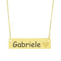 Colar Chapinha Coração Gravação Personalizada Nome Gabriele Banhado Ouro 18K - 999006327