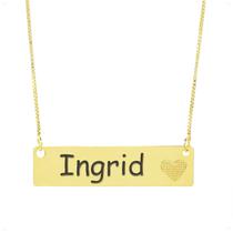 Colar Chapinha Coração Gravação Personalizada Nome Ingrid Banhado Ouro 18K - 999006352