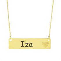 Colar Chapinha Coração Gravação Personalizada Nome Iza Banhado Ouro 18K - 999006362