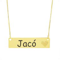 Colar Chapinha Coração Gravação Personalizada Nome Jacó Banhado Ouro 18K - 999006052 Colar Chapinha Coração Gravação Personalizada Nome Jacó Banhado Ouro 18K - 999006052