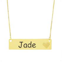 Colar Chapinha Coração Gravação Personalizada Nome Jade Banhado Ouro 18K - 999006365 Colar Chapinha Coração Gravação Personalizada Nome Jade Banhado Ouro 18K - 999006365