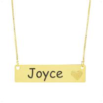 Colar Chapinha Coração Gravação Personalizada Nome Joyce Banhado Ouro 18K - 999006377