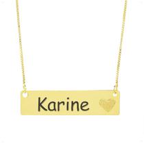 Colar Chapinha Coração Gravação Personalizada Nome Karine Banhado Ouro 18K - 999006390