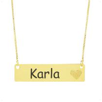 Colar Chapinha Coração Gravação Personalizada Nome Karla Banhado Ouro 18K - 999006391