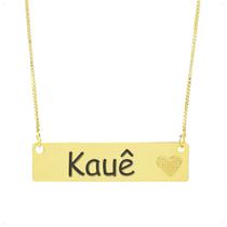 Colar Chapinha Coração Gravação Personalizada Nome Kauê Banhado Ouro 18K - 999006067