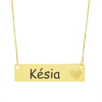 Colar Chapinha Coração Gravação Personalizada Nome Késia Banhado Ouro 18K - 999006402