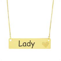 Colar Chapinha Coração Gravação Personalizada Nome Lady Banhado Ouro 18K - 999006403
