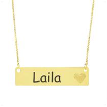 Colar Chapinha Coração Gravação Personalizada Nome Laila Banhado Ouro 18K - 999006404