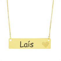 Colar Chapinha Coração Gravação Personalizada Nome Laís Banhado Ouro 18K - 999006405 Colar Chapinha Coração Gravação Personalizada Nome Laís Banhado Ouro 18K - 999006405