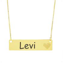 Colar Chapinha Coração Gravação Personalizada Nome Levi Banhado Ouro 18K - 999006204 Colar Chapinha Coração Gravação Personalizada Nome Levi Banhado Ouro 18K - 999006204