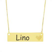 Colar Chapinha Coração Gravação Personalizada Nome Lino Banhado Ouro 18K - 999006205