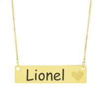 Colar Chapinha Coração Gravação Personalizada Nome Lionel Banhado Ouro 18K - 999006206 Colar Chapinha Coração Gravação Personalizada Nome Lionel Banhado Ouro 18K - 999006206