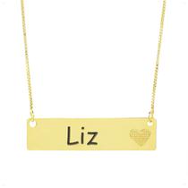 Colar Chapinha Coração Gravação Personalizada Nome Liz Banhado Ouro 18K - 999006411