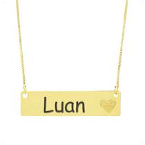 Colar Chapinha Coração Gravação Personalizada Nome Luan Banhado Ouro 18K - 999006074
