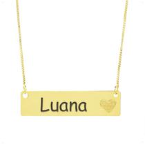 Colar Chapinha Coração Gravação Personalizada Nome Luana Banhado Ouro 18K - 999006414