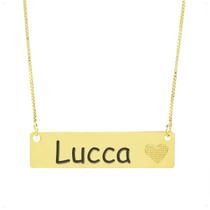 Colar Chapinha Coração Gravação Personalizada Nome Lucca Banhado Ouro 18K - 999006076 Colar Chapinha Coração Gravação Personalizada Nome Lucca Banhado Ouro 18K - 999006076