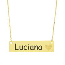 Colar Chapinha Coração Gravação Personalizada Nome Luciana Banhado Ouro 18K - 999006415