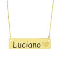 Colar Chapinha Coração Gravação Personalizada Nome Luciano Banhado Ouro 18K - 999006077 Colar Chapinha Coração Gravação Personalizada Nome Luciano Banhado Ouro 18K - 999006077