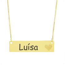 Colar Chapinha Coração Gravação Personalizada Nome Luísa Banhado Ouro 18K - 999006416 Colar Chapinha Coração Gravação Personalizada Nome Luísa Banhado Ouro 18K - 999006416
