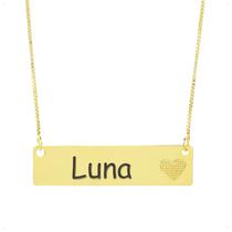 Colar Chapinha Coração Gravação Personalizada Nome Luna Banhado Ouro 18K - 999006417