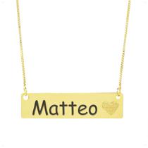 Colar Chapinha Coração Gravação Personalizada Nome Matteo Banhado Ouro 18K - 999006089 Colar Chapinha Coração Gravação Personalizada Nome Matteo Banhado Ouro 18K - 999006089