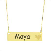 Colar Chapinha Coração Gravação Personalizada Nome Maya Banhado Ouro 18K - 999006428