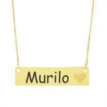 Colar Chapinha Coração Gravação Personalizada Nome Murilo Banhado Ouro 18K - 999006093