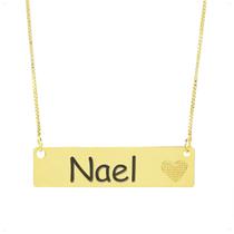 Colar Chapinha Coração Gravação Personalizada Nome Nael Banhado Ouro 18K - 999006094 Colar Chapinha Coração Gravação Personalizada Nome Nael Banhado Ouro 18K - 999006094