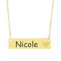 Colar Chapinha Coração Gravação Personalizada Nome Nicole Banhado Ouro 18K - 999006445 Colar Chapinha Coração Gravação Personalizada Nome Nicole Banhado Ouro 18K - 999006445