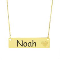 Colar Chapinha Coração Gravação Personalizada Nome Noah Banhado Ouro 18K - 999006100