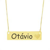 Colar Chapinha Coração Gravação Personalizada Nome Otávio Banhado Ouro 18K - 999006101