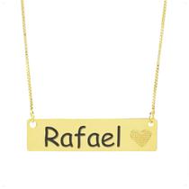 Colar Chapinha Coração Gravação Personalizada Nome Rafael Banhado Ouro 18K - 999006109