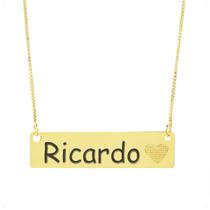 Colar Chapinha Coração Gravação Personalizada Nome Ricardo Banhado Ouro 18K - 999006115