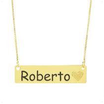Colar Chapinha Coração Gravação Personalizada Nome Roberto Banhado Ouro 18K - 999006116 Colar Chapinha Coração Gravação Personalizada Nome Roberto Banhado Ouro 18K - 999006116