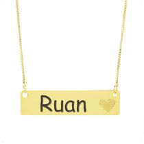 Colar Chapinha Coração Gravação Personalizada Nome Ruan Banhado Ouro 18K - 999006120