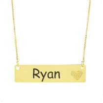 Colar Chapinha Coração Gravação Personalizada Nome Ryan Banhado Ouro 18K - 999006121