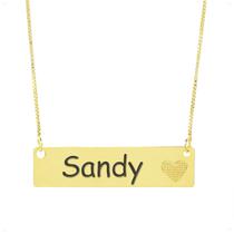 Colar Chapinha Coração Gravação Personalizada Nome Sandy Banhado Ouro 18K - 999006459