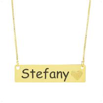 Colar Chapinha Coração Gravação Personalizada Nome Stefany Banhado Ouro 18K - 999006466