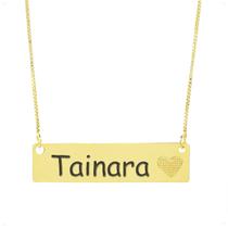 Colar Chapinha Coração Gravação Personalizada Nome Tainara Banhado Ouro 18K - 999006470