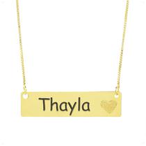 Colar Chapinha Coração Gravação Personalizada Nome Thayla Banhado Ouro 18K - 999006473