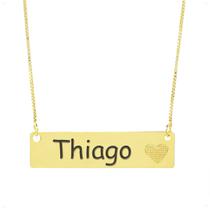 Colar Chapinha Coração Gravação Personalizada Nome Thiago Banhado Ouro 18K - 999006216 Colar Chapinha Coração Gravação Personalizada Nome Thiago Banhado Ouro 18K - 999006216