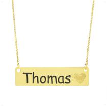 Colar Chapinha Coração Gravação Personalizada Nome Thomas Banhado Ouro 18K - 999006126