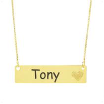 Colar Chapinha Coração Gravação Personalizada Nome Tony Banhado Ouro 18K - 999006219 Colar Chapinha Coração Gravação Personalizada Nome Tony Banhado Ouro 18K - 999006219