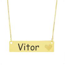 Colar Chapinha Coração Gravação Personalizada Nome Vitor Banhado Ouro 18K - 999006130 Colar Chapinha Coração Gravação Personalizada Nome Vitor Banhado Ouro 18K - 999006130