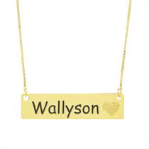 Colar Chapinha Coração Gravação Personalizada Nome Wallyson Banhado Ouro 18K - 999006132