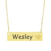 Colar Chapinha Coração Gravação Personalizada Nome Wesley Banhado Ouro 18K - 999006135 Colar Chapinha Coração Gravação Personalizada Nome Wesley Banhado Ouro 18K - 999006135