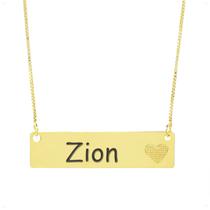 Colar Chapinha Coração Gravação Personalizada Nome Zion Banhado Ouro 18K - 999006487 Colar Chapinha Coração Gravação Personalizada Nome Zion Banhado Ouro 18K - 999006487