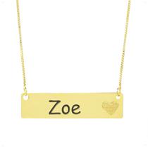 Colar Chapinha Coração Gravação Personalizada Nome Zoe Banhado Ouro 18K - 999006488 Colar Chapinha Coração Gravação Personalizada Nome Zoe Banhado Ouro 18K - 999006488