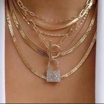 Colar Chargances Gold Snake Bone Chain para mulheres e meninas
